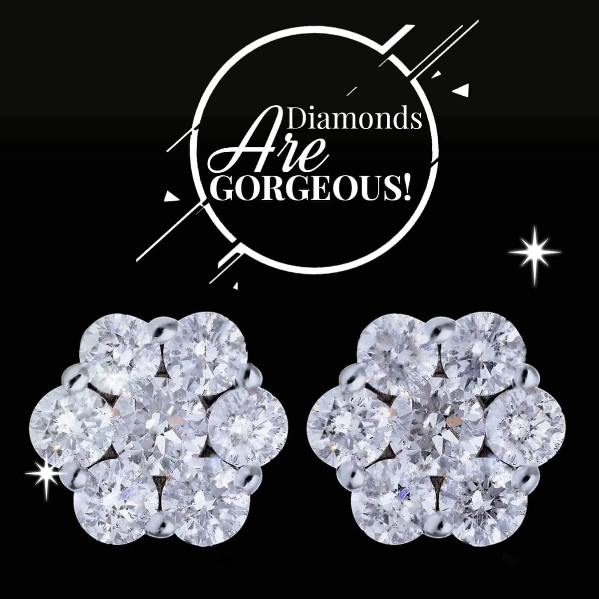 IGI Certified Rhapsody 950 Platinum E-F VS Diamond Stud Earrings, Diamond Cluster Earrings, Diamond Floral Studs,Platinum Earrings 0.50 ctw image number 1