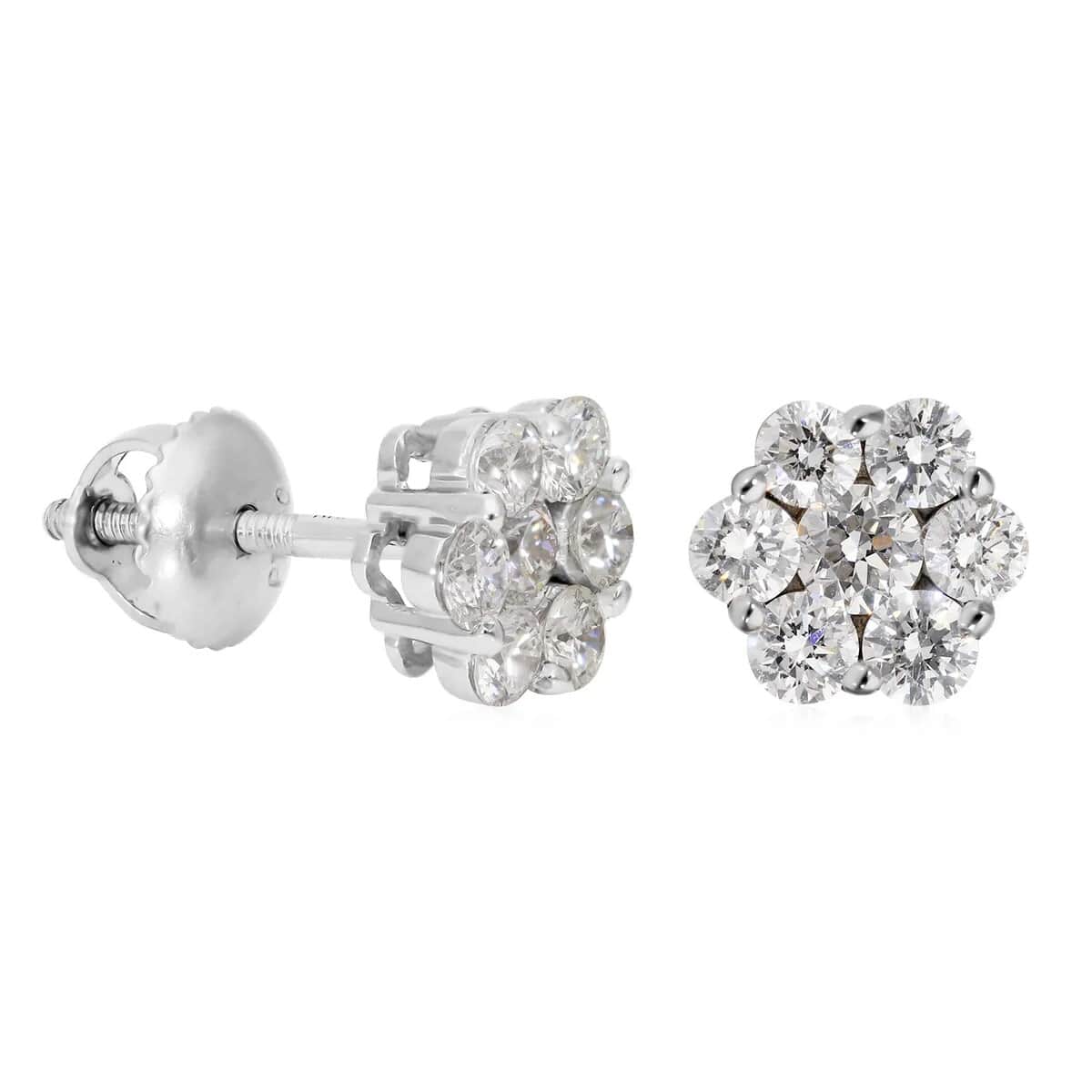 IGI Certified Rhapsody 950 Platinum E-F VS Diamond Stud Earrings, Diamond Cluster Earrings, Diamond Floral Studs,Platinum Earrings 0.50 ctw image number 5