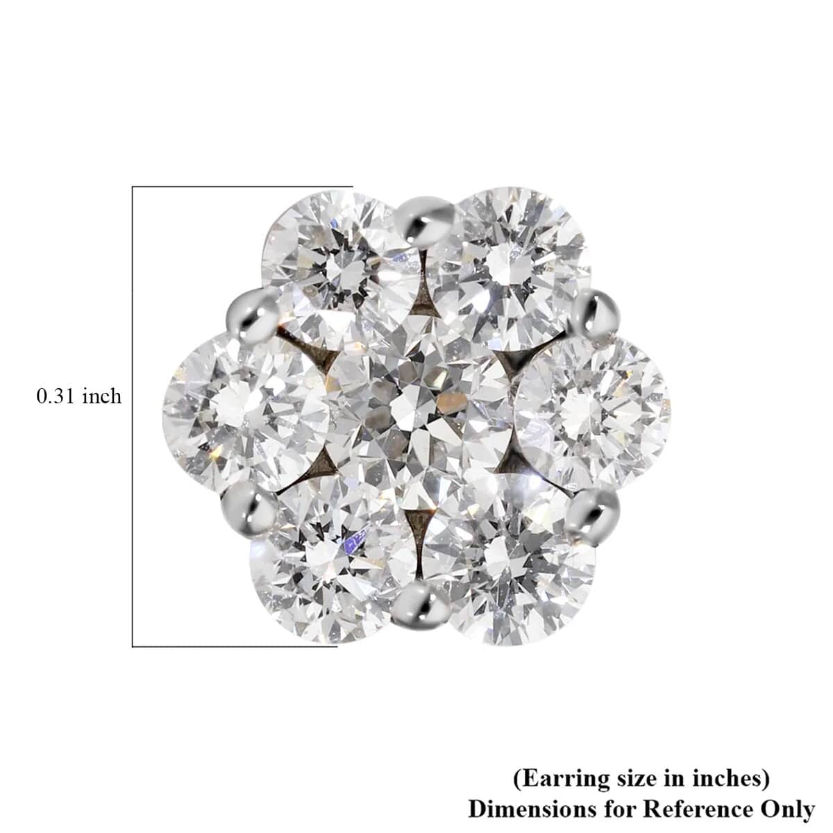IGI Certified Rhapsody 950 Platinum E-F VS Diamond Stud Earrings, Diamond Cluster Earrings, Diamond Floral Studs,Platinum Earrings 0.50 ctw image number 6