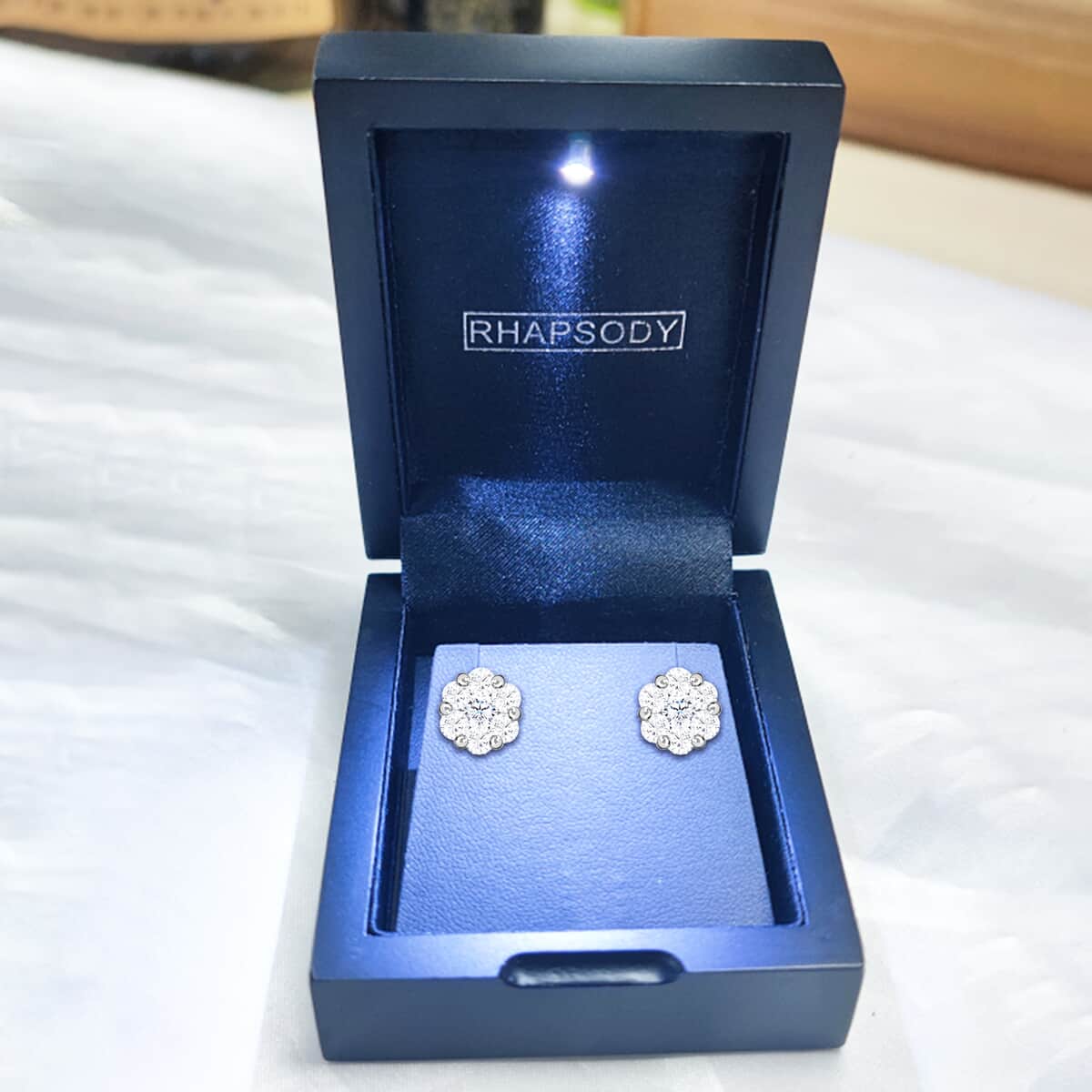 IGI Certified Rhapsody 950 Platinum E-F VS Diamond Stud Earrings, Diamond Cluster Earrings, Diamond Floral Studs,Platinum Earrings 0.50 ctw image number 7