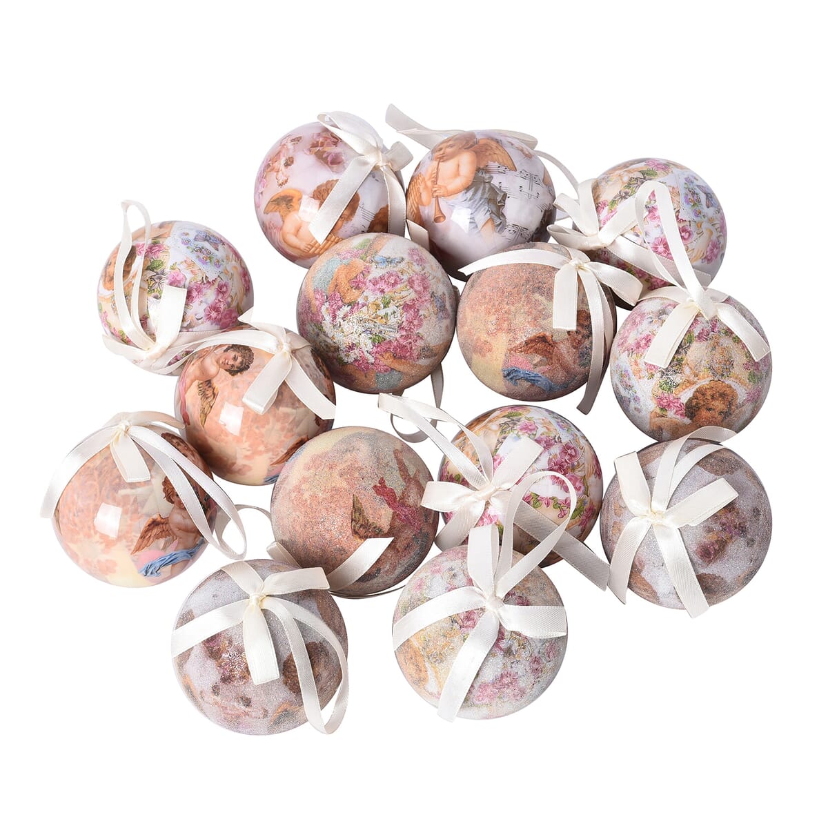 Set of 14pcs Bronze Christmas Decoration Balls and Ribbon (2.76) image number 0