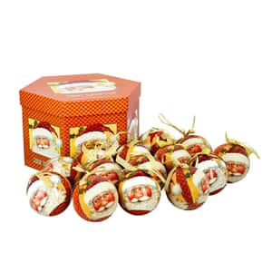 Set of 14pcs Golden Christmas Decoration Balls and Ribbon