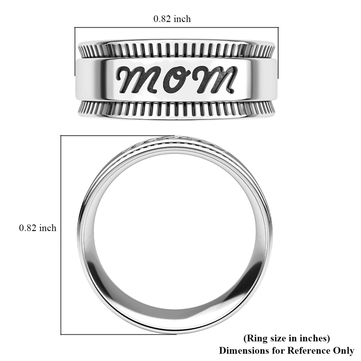 Sterling Silver Mom Spinner Ring, Anxiety Ring for Women, Fidget Rings for Anxiety for Women, Stress Relieving Anxiety Ring, Promise Rings (Size 10.0) (5 g) image number 8