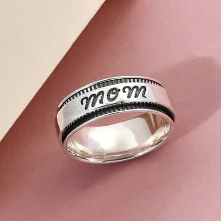 Sterling Silver Mom Spinner Ring, Anxiety Ring for Women, Fidget Rings for Anxiety for Women, Stress Relieving Anxiety Ring, Promise Rings (Size 11.0) (5 g) image number 1