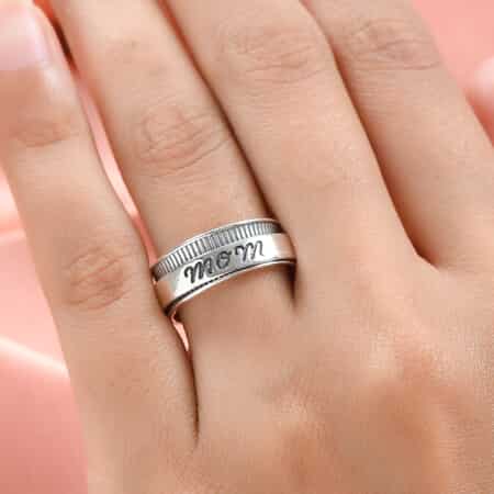 Sterling Silver Mom Spinner Ring, Anxiety Ring for Women, Fidget Rings for Anxiety for Women, Stress Relieving Anxiety Ring, Promise Rings (Size 5.0) (5 g) image number 3