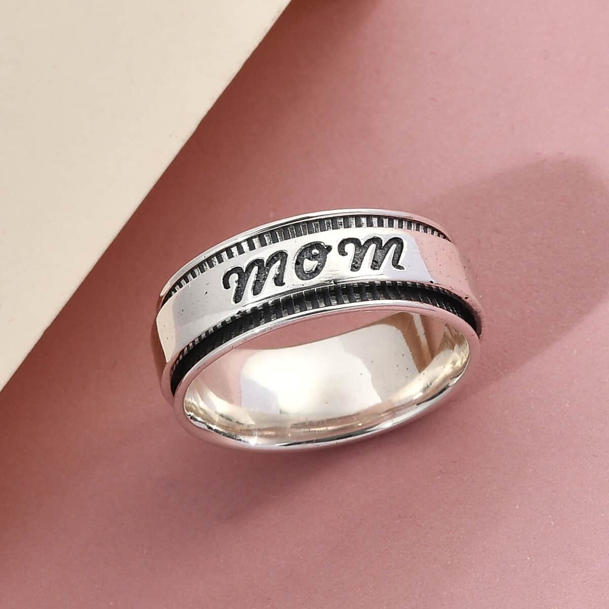 Mom Spinner Ring in Sterling Silver, Anxiety Ring for Women, Fidget Rings for Anxiety for Women, Stress Relieving Anxiety Ring, Promise Rings (Size 7.0) 5 Grams image number 1