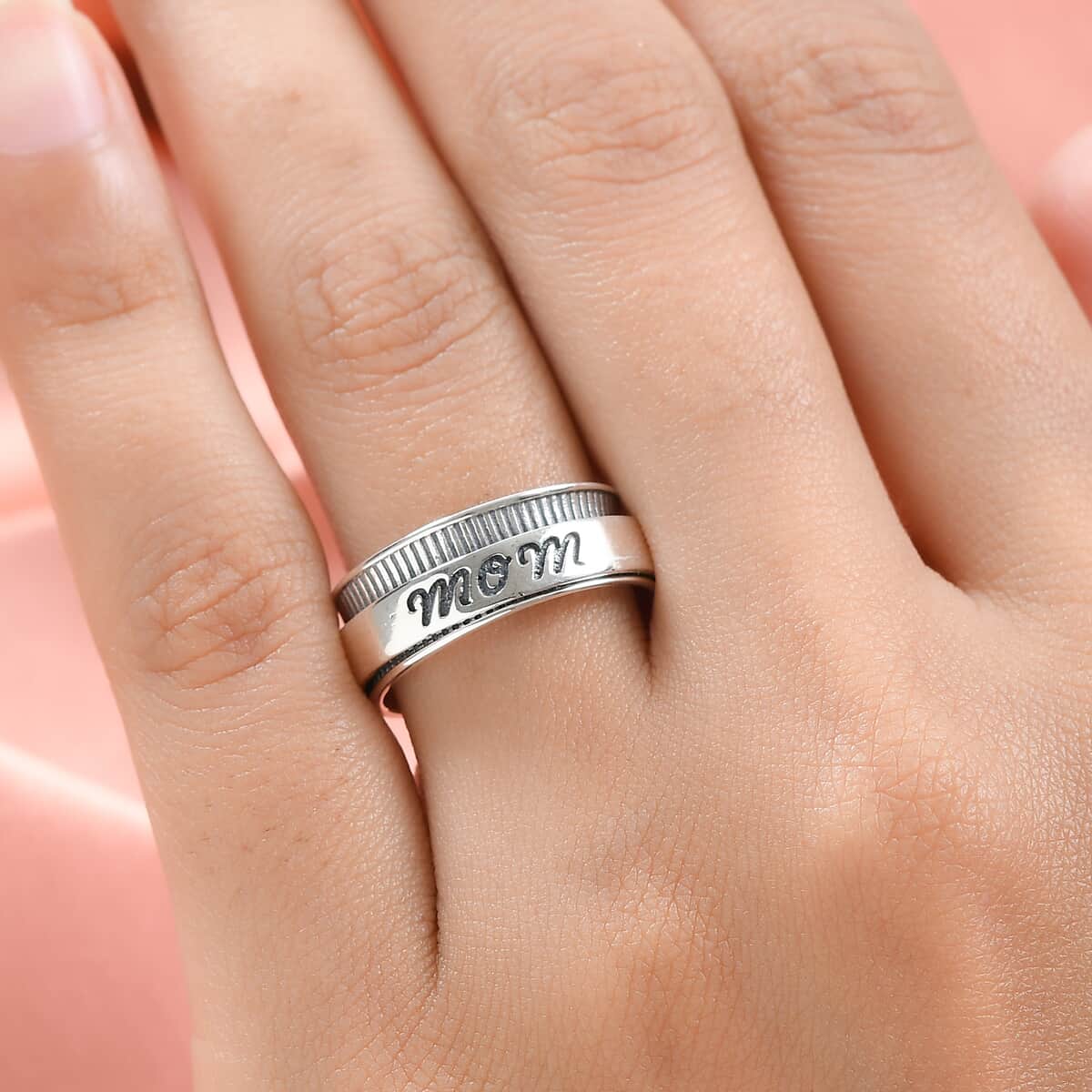 Mom Spinner Ring in Sterling Silver, Anxiety Ring for Women, Fidget Rings for Anxiety for Women, Stress Relieving Anxiety Ring, Promise Rings (Size 7.0) 5 Grams image number 3