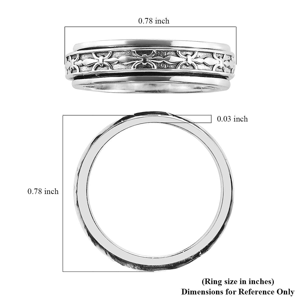 D'Joy Spinner Ring in Sterling Silver (Size 5.0) 4 Grams