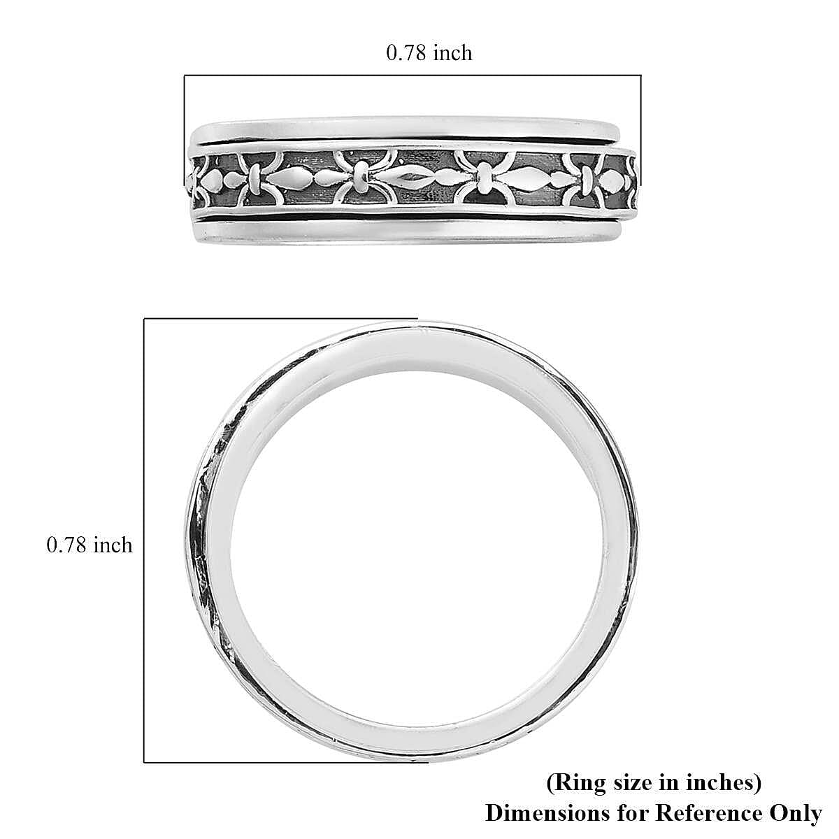 D'Joy Spinner Ring in Sterling Silver (Size 5.0) 4 Grams