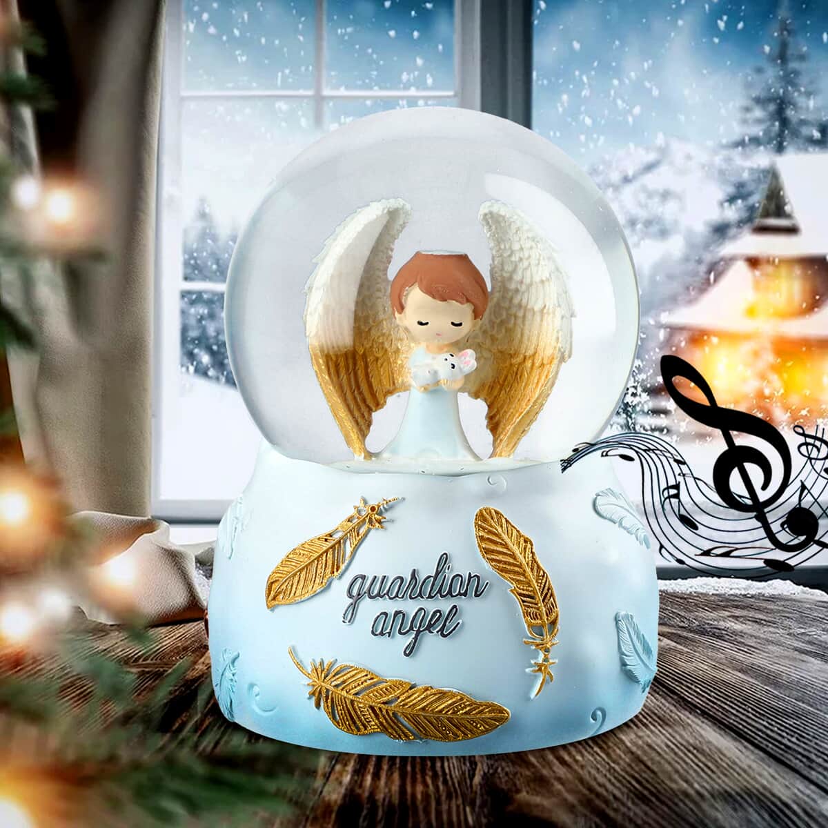 Christmas Musical Snow Globe-Guardian Angel image number 1
