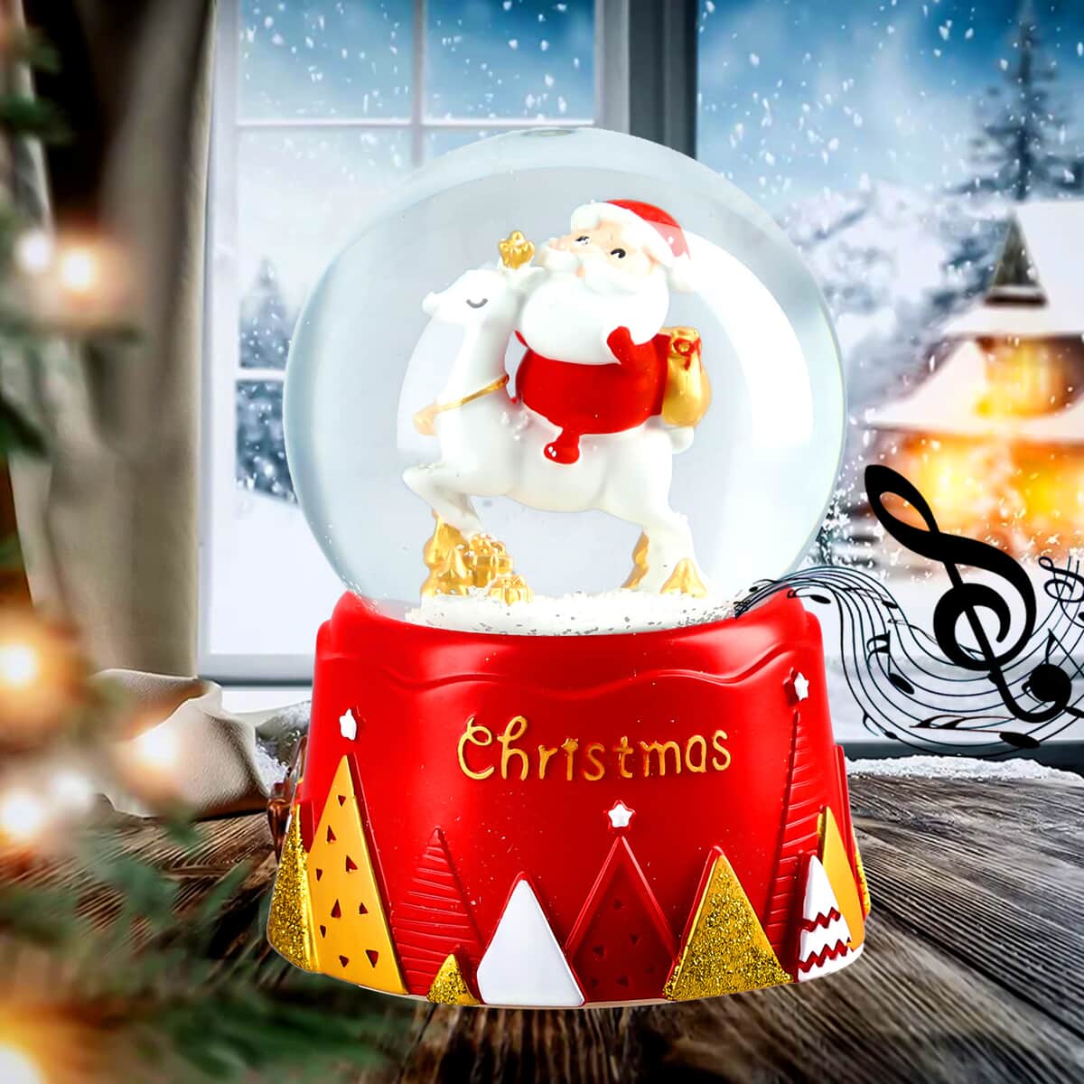 Christmas Musical Snow Globe-Santa's Coming To Town image number 1