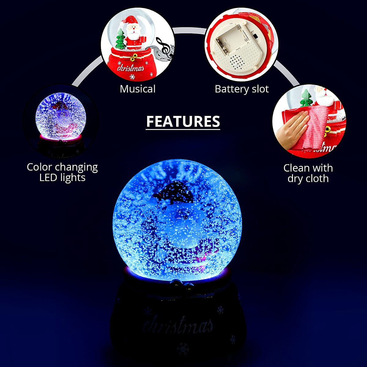 Christmas Musical Snow Globe-Santa's Gift image number 2