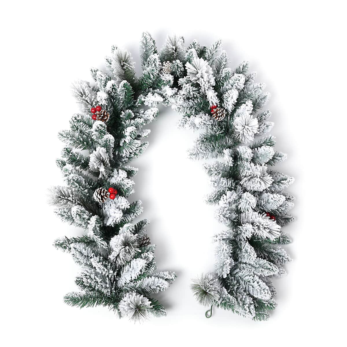 Christmas Wreath Decoration Garland with Pine Cone & Berries- Green image number 0
