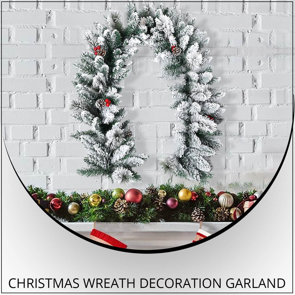 Christmas Wreath Decoration Garland with Pine Cone & Berries- Green image number 1