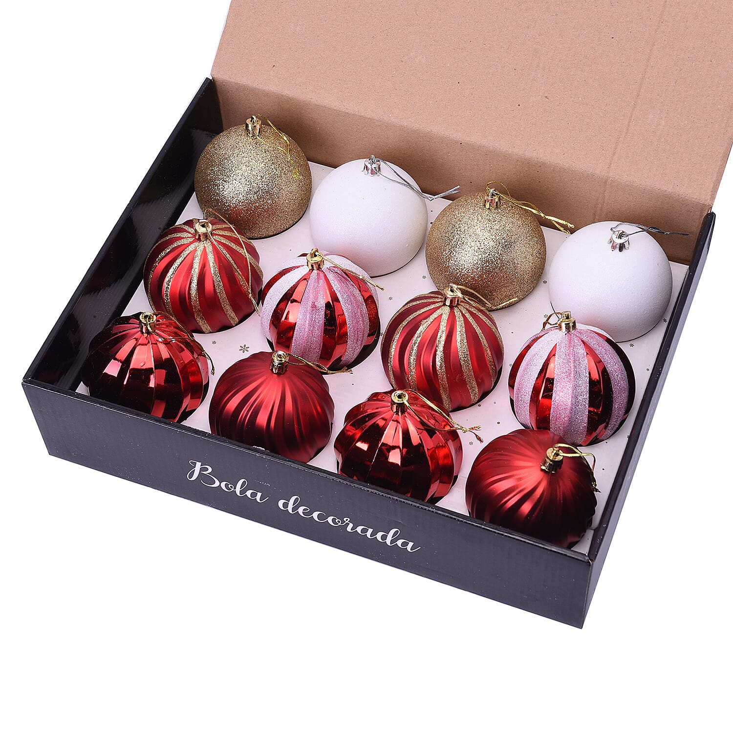 12 Pieces of Christmas Tree Decoration  in Gift Box - Red