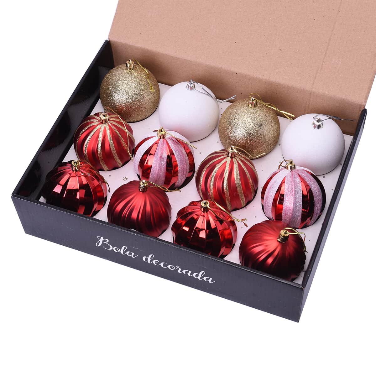 12 Pieces of Christmas Tree Decoration  in Gift Box - Red image number 0