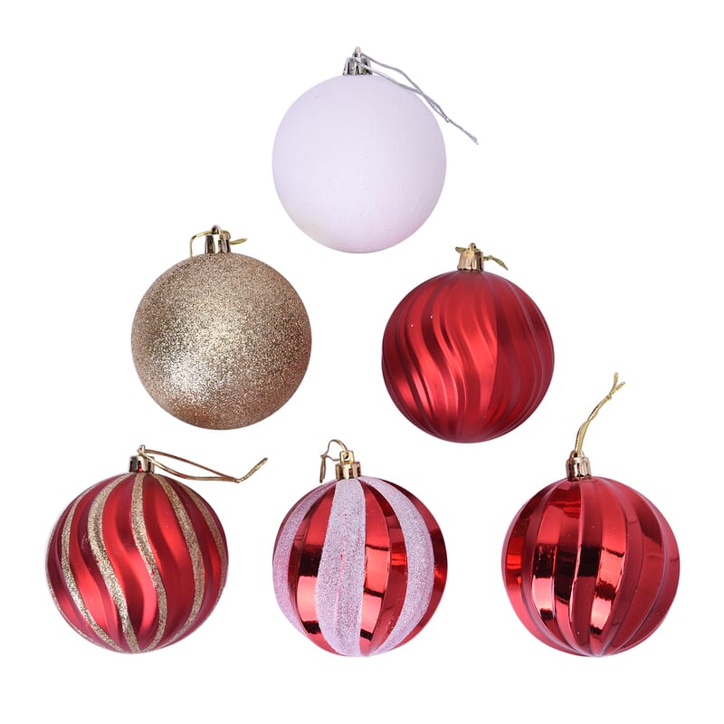 12 Pieces of Christmas Tree Decoration  in Gift Box - Red