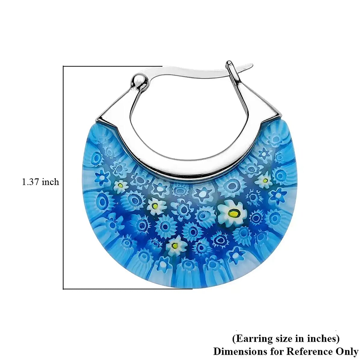 Blue Murano Style Basket Earrings in Stainless Steel image number 6