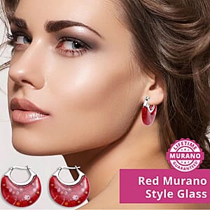 Red Murano Style Basket Earrings in Stainless Steel with Lifetime Guarantee