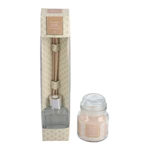 Set of Cotton Fresh Glass Candle & Reed Diffuser with 5 Reeds (Scents: Exotic Mango, Vanilla Orchid, and Cotton Fresh)