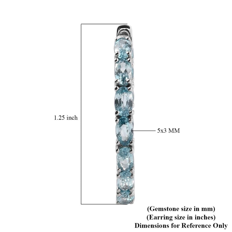 Cambodian Blue Zircon Inside Out Hoop Earrings in Platinum Over Sterling Silver 10.30 ctw
