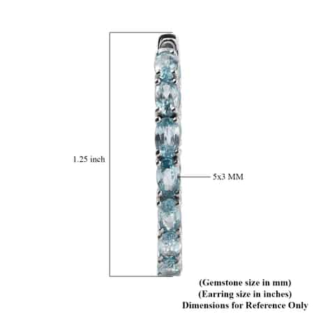 Cambodian Blue Zircon Inside Out Hoop Earrings in Platinum Over Sterling Silver 10.30 ctw image number 4