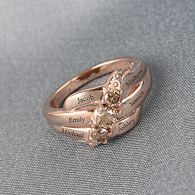 Natural Champagne Diamond Ring in Vermeil RG Over Sterling Silver (Size 7.0) 0.50 ctw
