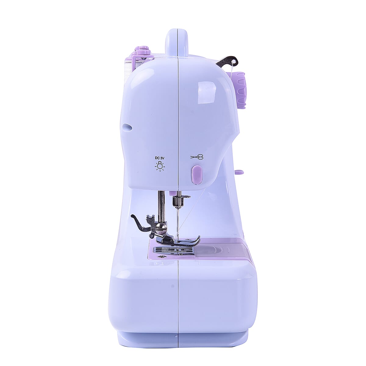 White and Purple 12-Needle Multi-function Sewing Machine with Two Speed Control (Battery 4xAA Not Included) image number 2