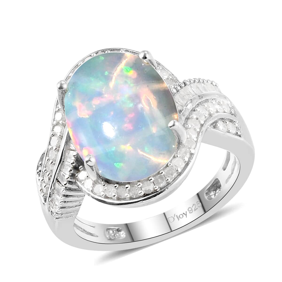 Premium Ethiopian Welo Opal and Diamond Ring in Platinum Over Sterling Silver 4.00 ctw image number 0
