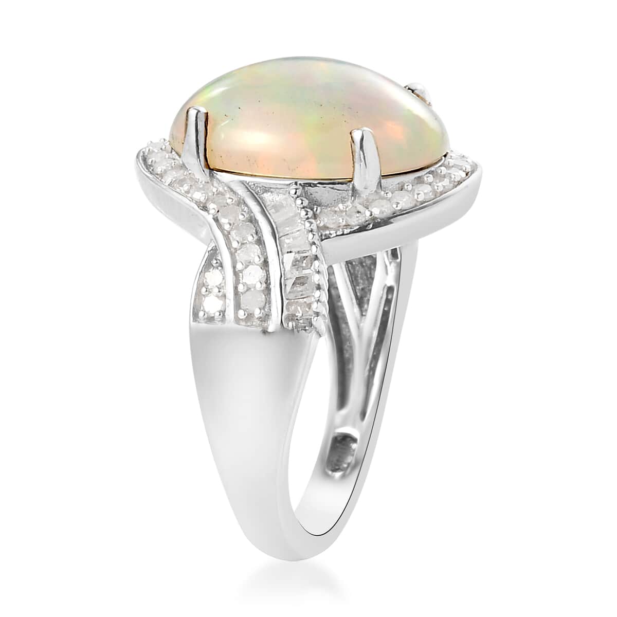 Premium Ethiopian Welo Opal and Diamond Ring in Platinum Over Sterling Silver 4.00 ctw image number 3