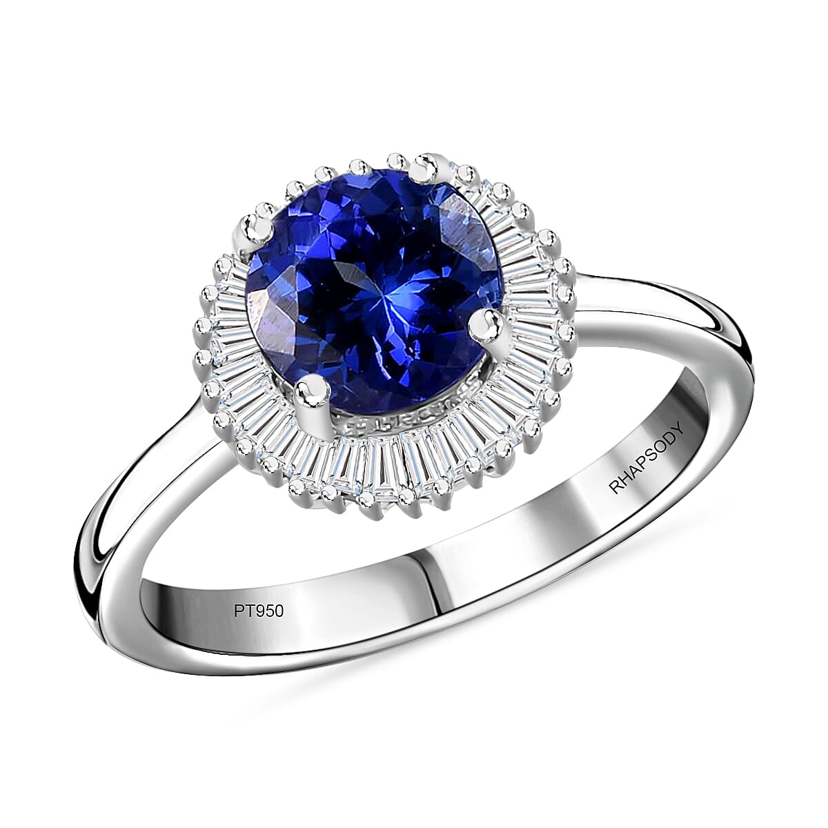 Rhapsody 1.75 ctw AAAA Tanzanite and Diamond E-F VS2 Ring in 950 Platinum with Appraised Certificate (Size 10.0) 5 Grams