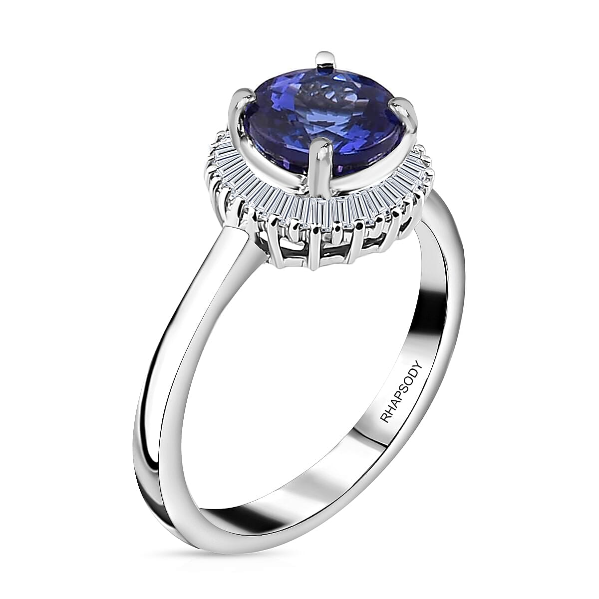 RHAPSODY 950 Platinum AAAA Tanzanite and E-F VS2 Diamond Ring 5 Grams 1.75 ctw image number 3