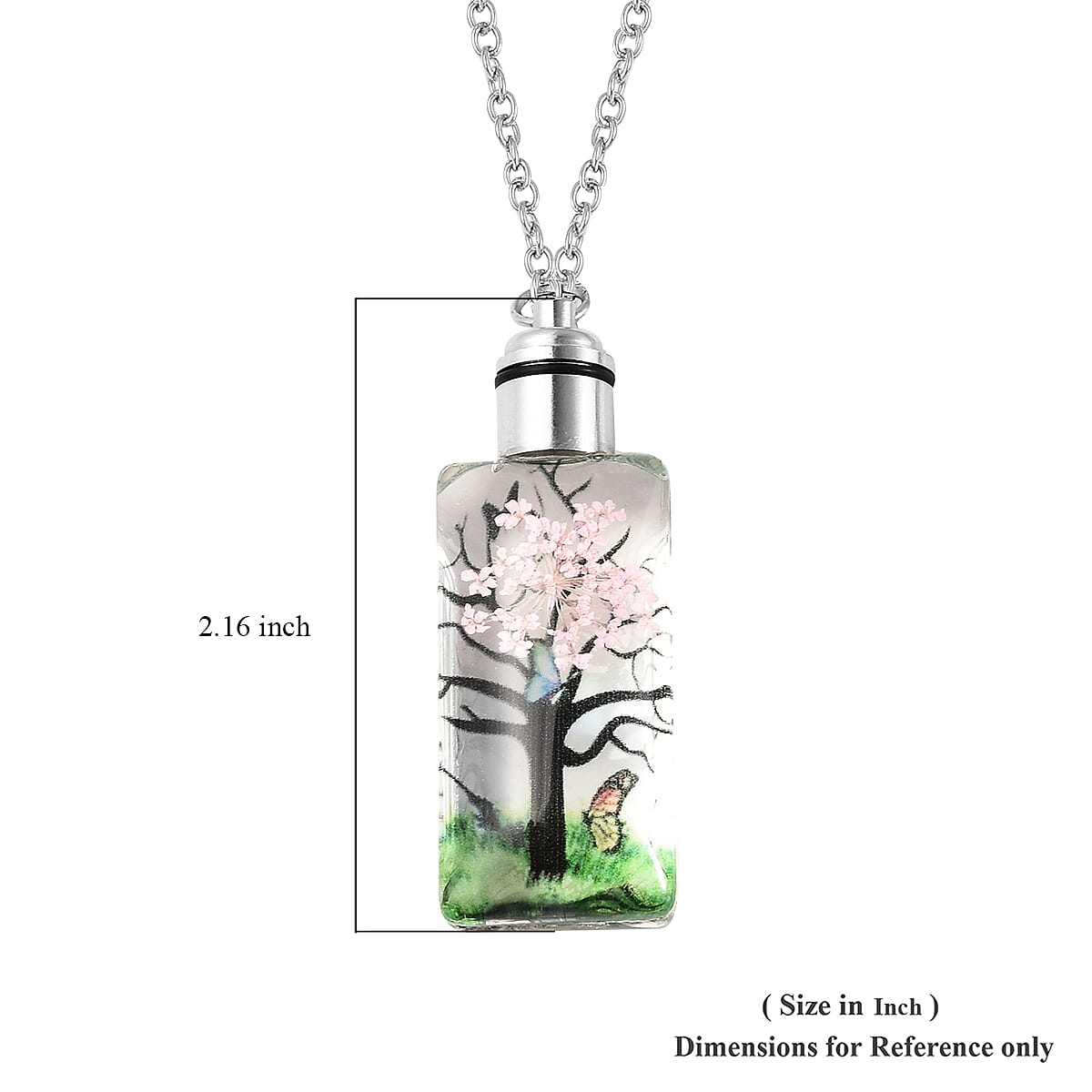 Set of 5 White Glass Rectangular LED Pendant Necklace 23.50 Inches in Stainless Steel