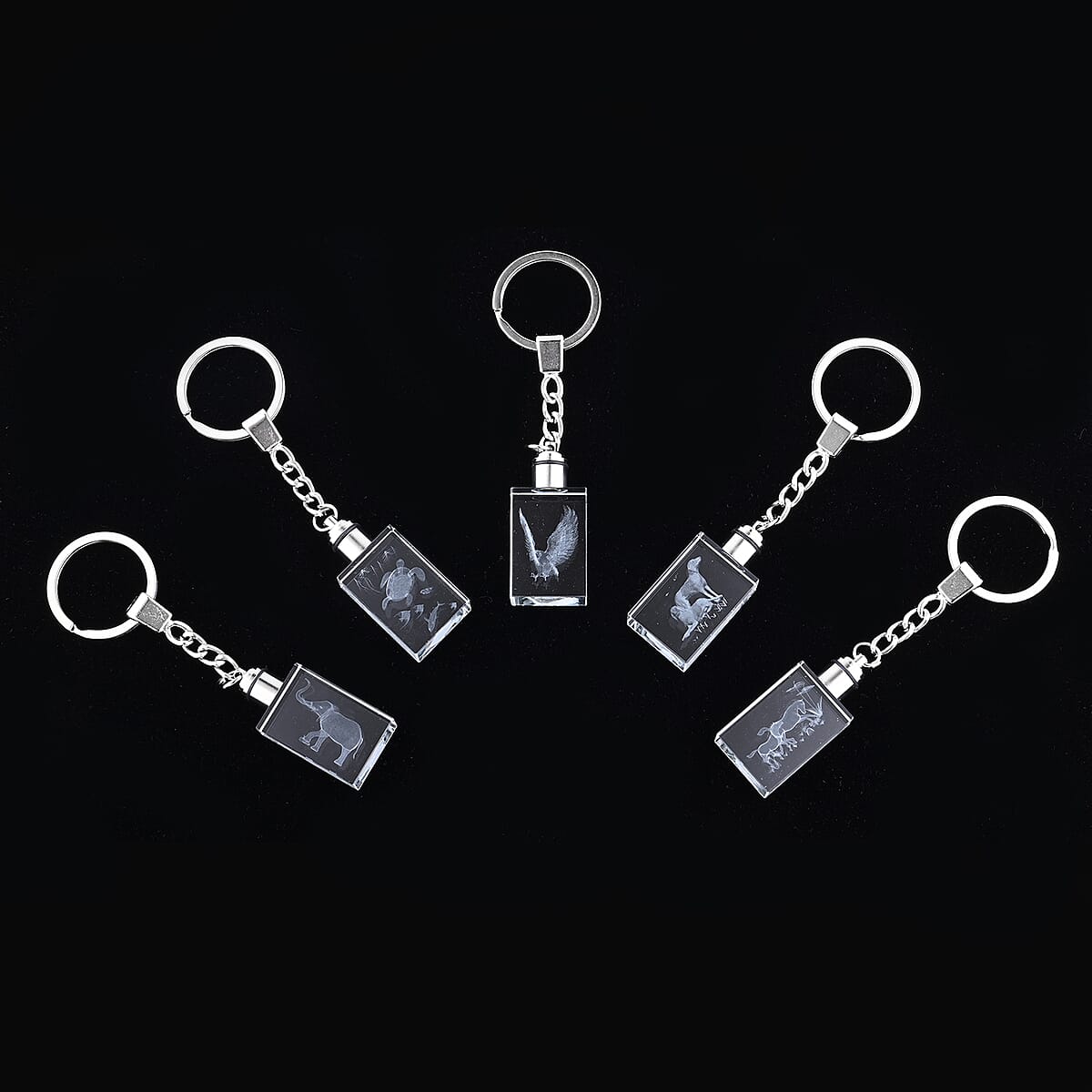 Set of 5 Crystal LED Rectangle Keychains (3xAG1 Battery included) image number 0