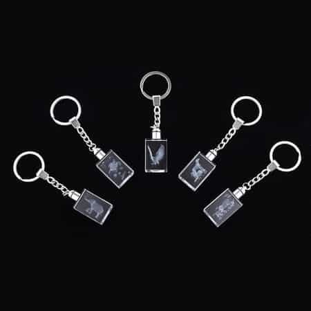 Set of 5 Crystal LED Rectangle Keychains (3xAG1 Battery included) image number 0