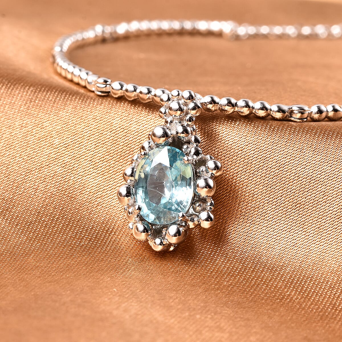 LucyQ Bubble Collection Cambodian Blue Zircon Necklace 20 Inches in Sterling Silver 2.75 ctw image number 1