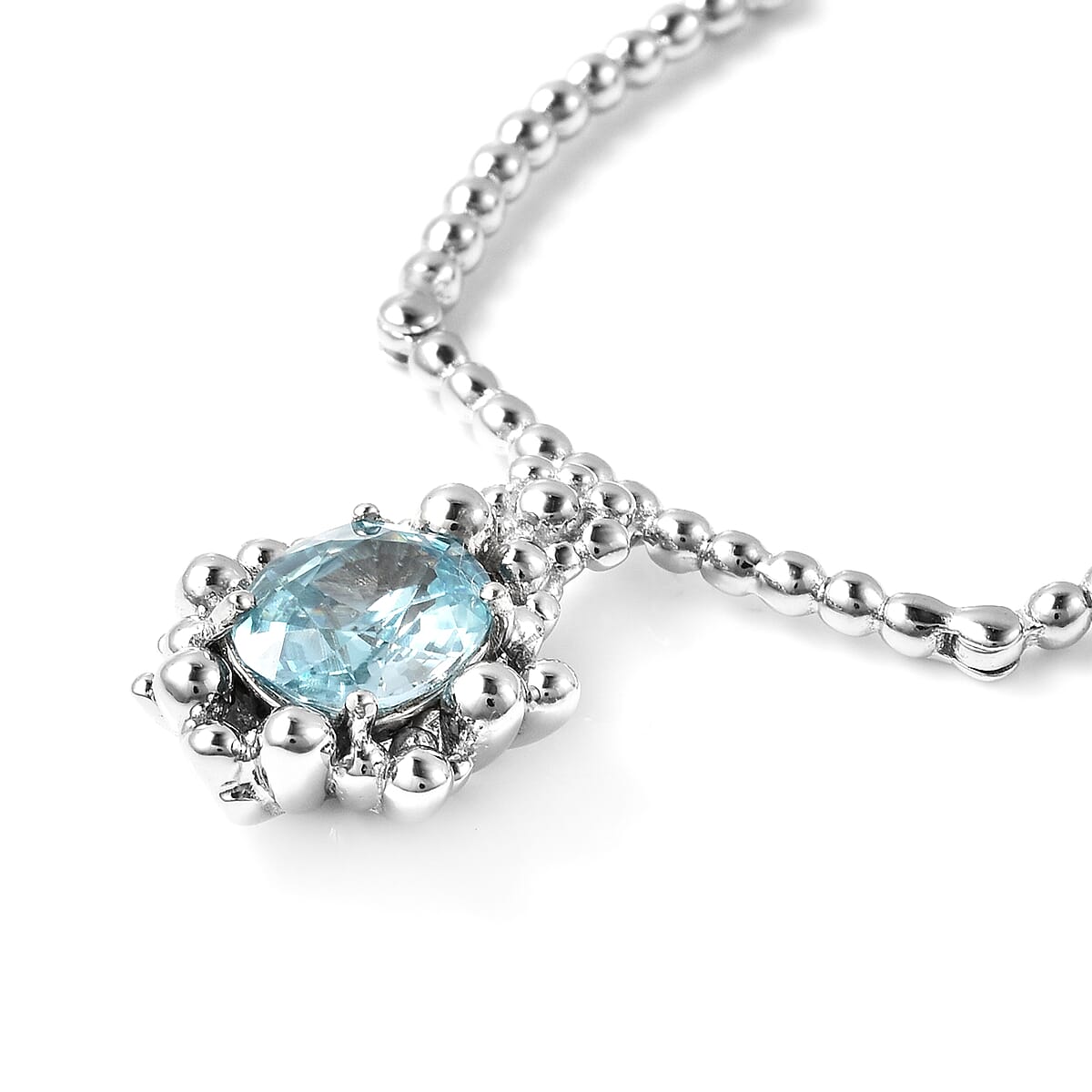 LucyQ Bubble Collection Cambodian Blue Zircon Necklace 20 Inches in Sterling Silver 2.75 ctw image number 2