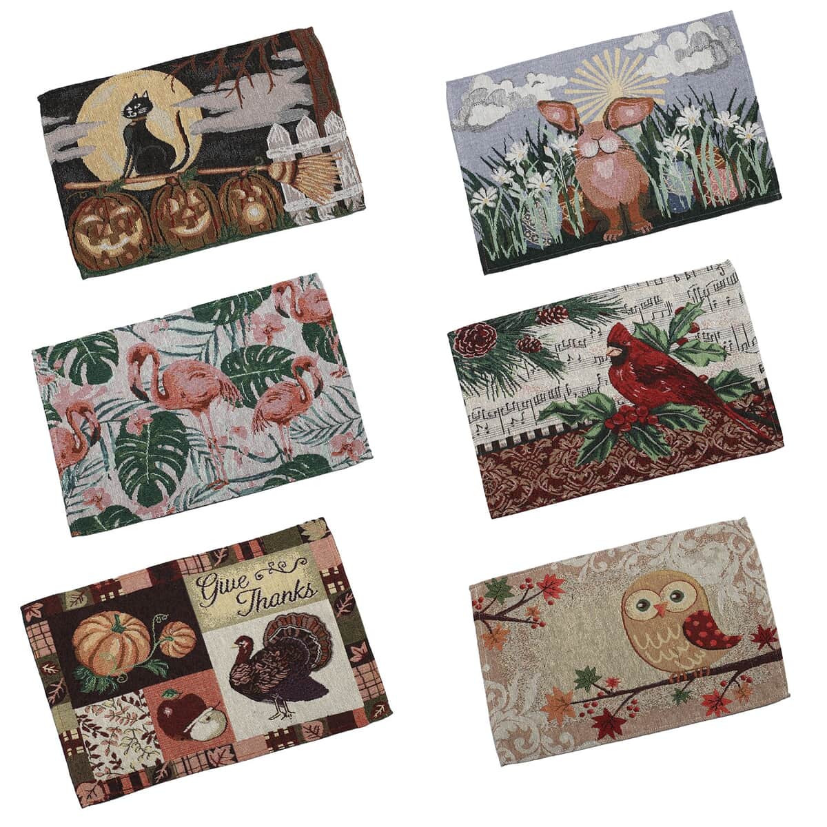 Set of 6 Animals Print Pattern 65% Cotton and 35% Polyester Jacquard Weave Pattern Table Placemats image number 6
