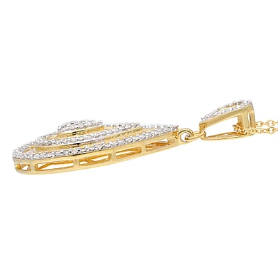 Natural Diamond 1.00 ctw Pear Shape Cocktail Pendant Necklace in Rhodium and Vermeil Yellow Gold Over Sterling Silver 18 Inches