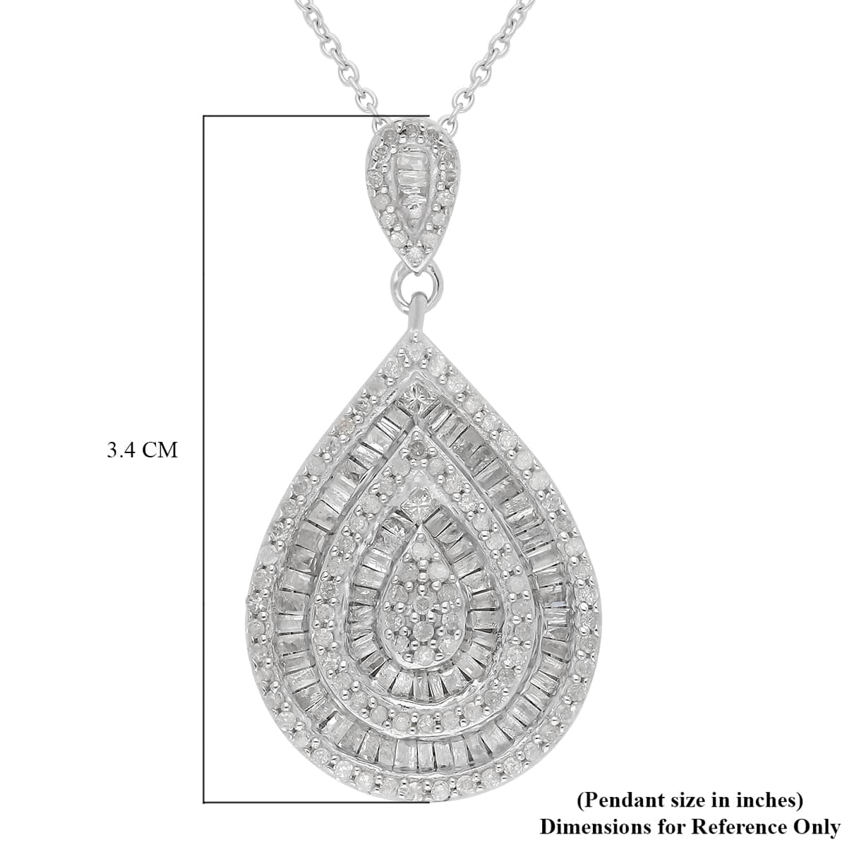 Diamond Pear Shape Cocktail Pendant Necklace 18 Inches in Platinum Over Sterling Silver 1.00 ctw image number 5