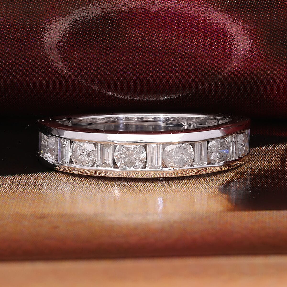 SGL Certified 10K White Gold G-H I3 Diamond Band Ring (Size 7.0) 1.00 ctw image number 1