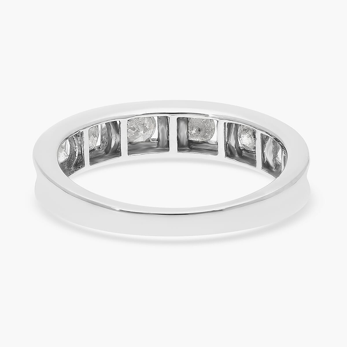 SGL Certified 10K White Gold G-H I3 Diamond Band Ring (Size 7.0) 1.00 ctw image number 4