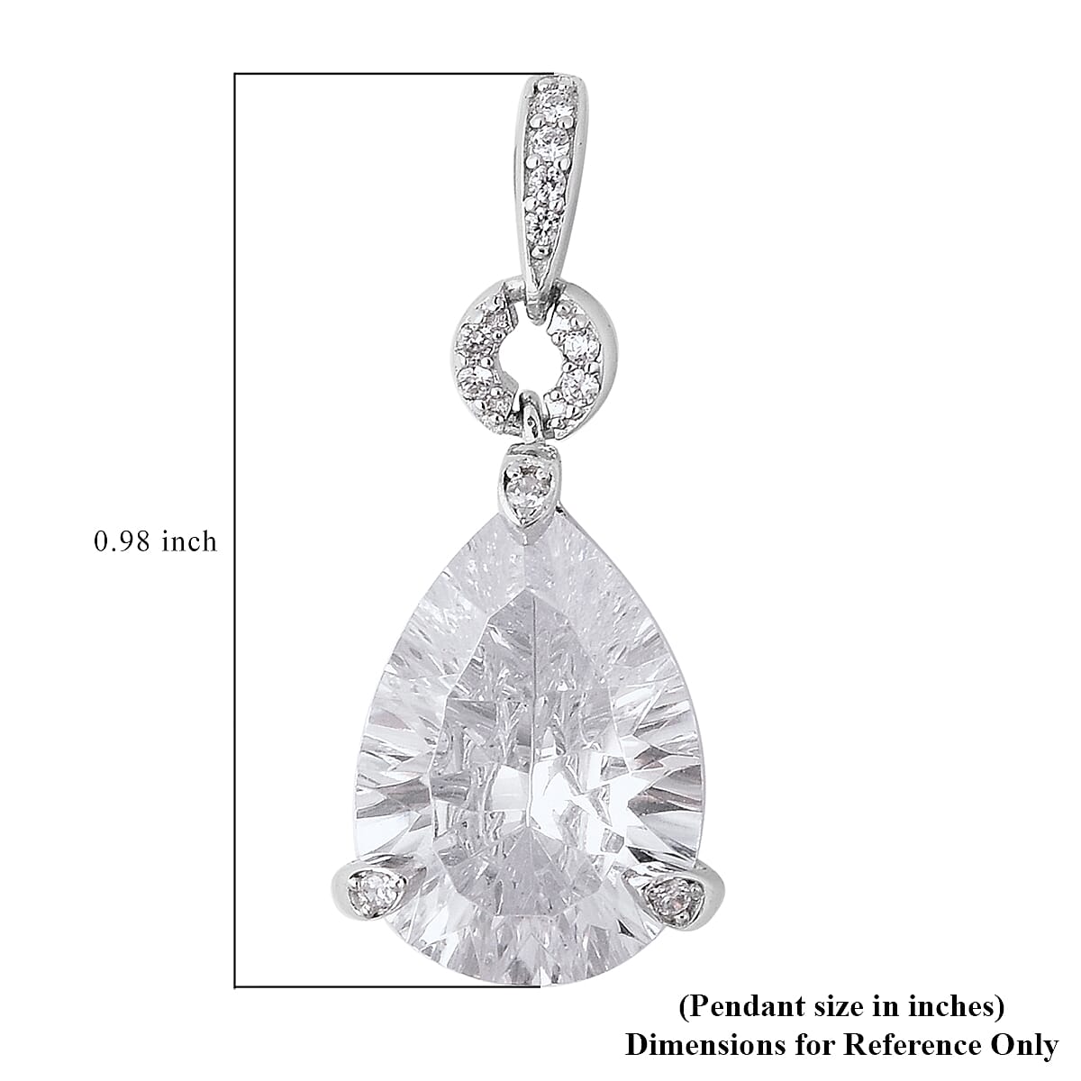 Lustro Stella Finest CZ Drop Pendant Necklace 18 Inches in Rhodium Over Sterling Silver 4.60 ctw