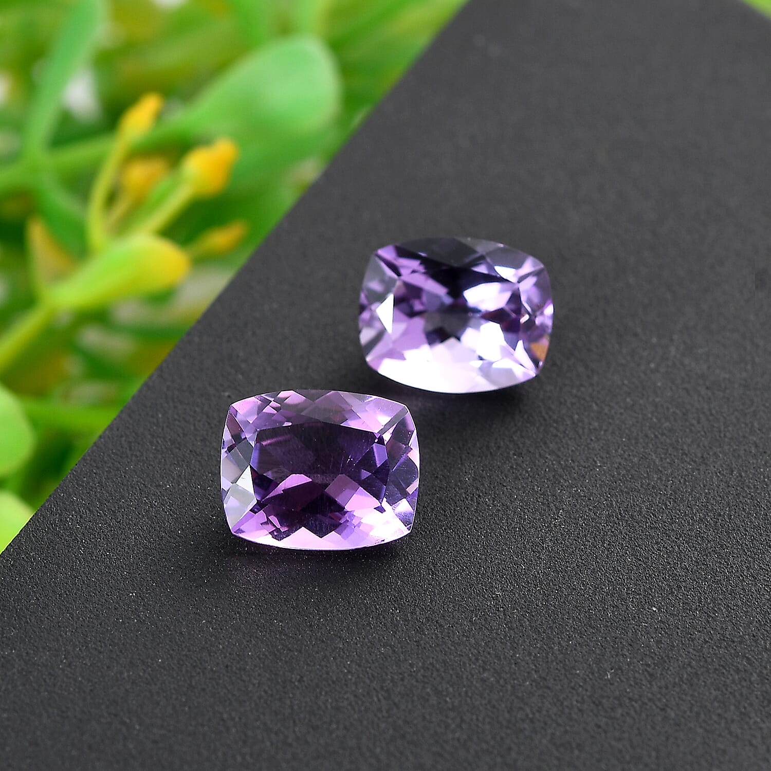 AA Rose De France Amethyst Set of 2 (Cush 10x8 mm) 5.00 ctw Loose Gemstone