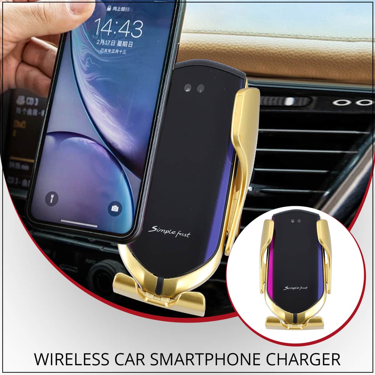Gold Wireless Car Smartphone Charger image number 1
