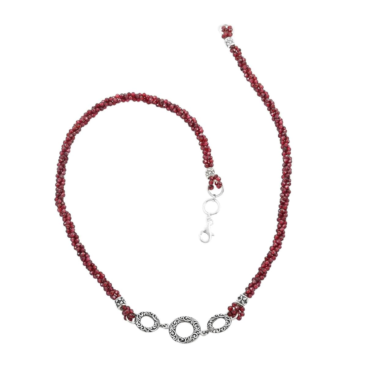 Bali Legacy Orissa Rhodolite Garnet Beaded 3 Row Necklace 22 Inches in Sterling Silver 120.00 ctw image number 0