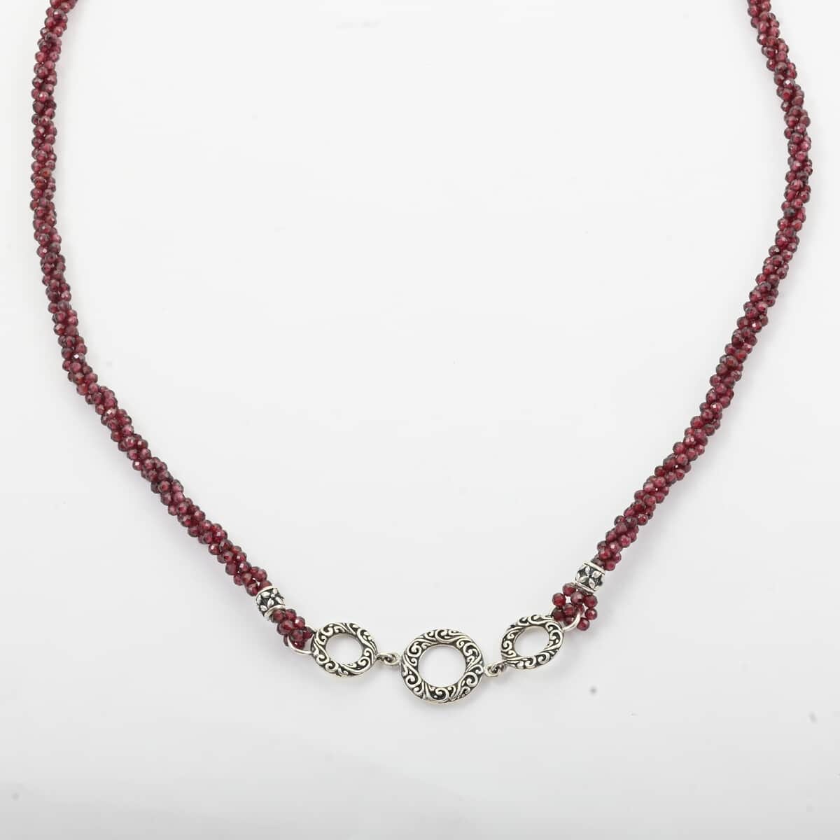 Bali Legacy Orissa Rhodolite Garnet Beaded 3 Row Necklace 22 Inches in Sterling Silver 120.00 ctw image number 2