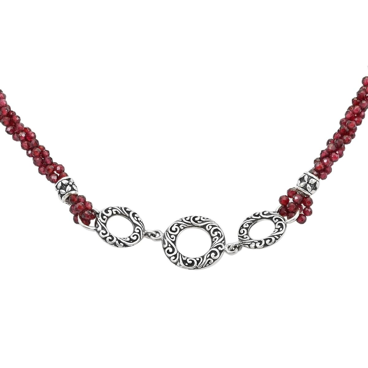 Bali Legacy Orissa Rhodolite Garnet Beaded 3 Row Necklace 22 Inches in Sterling Silver 120.00 ctw image number 3