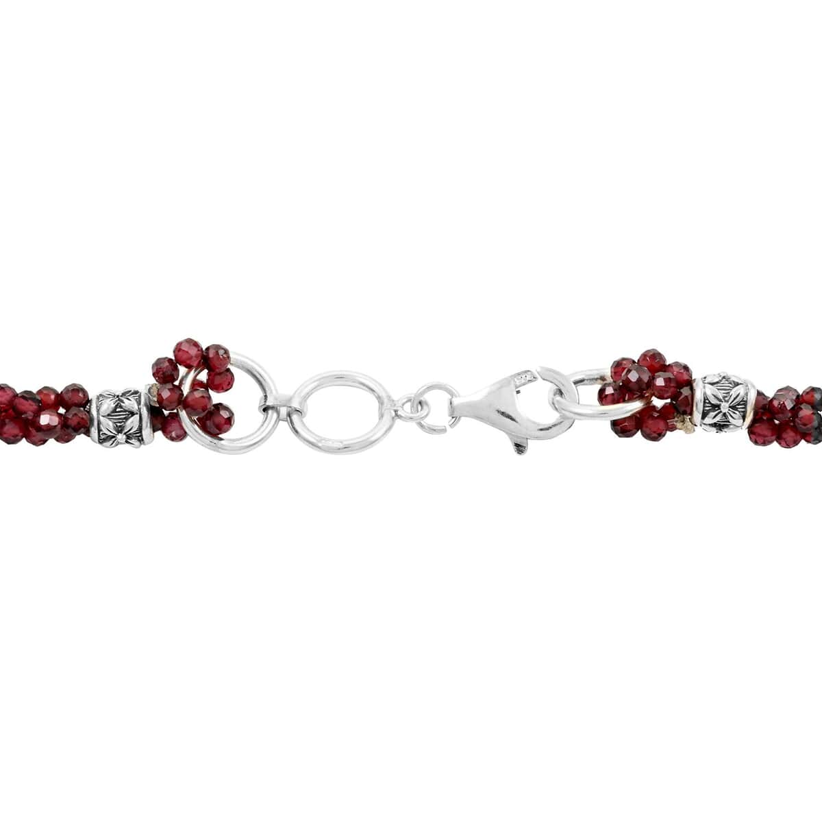 Bali Legacy Orissa Rhodolite Garnet Beaded 3 Row Necklace 22 Inches in Sterling Silver 120.00 ctw image number 4
