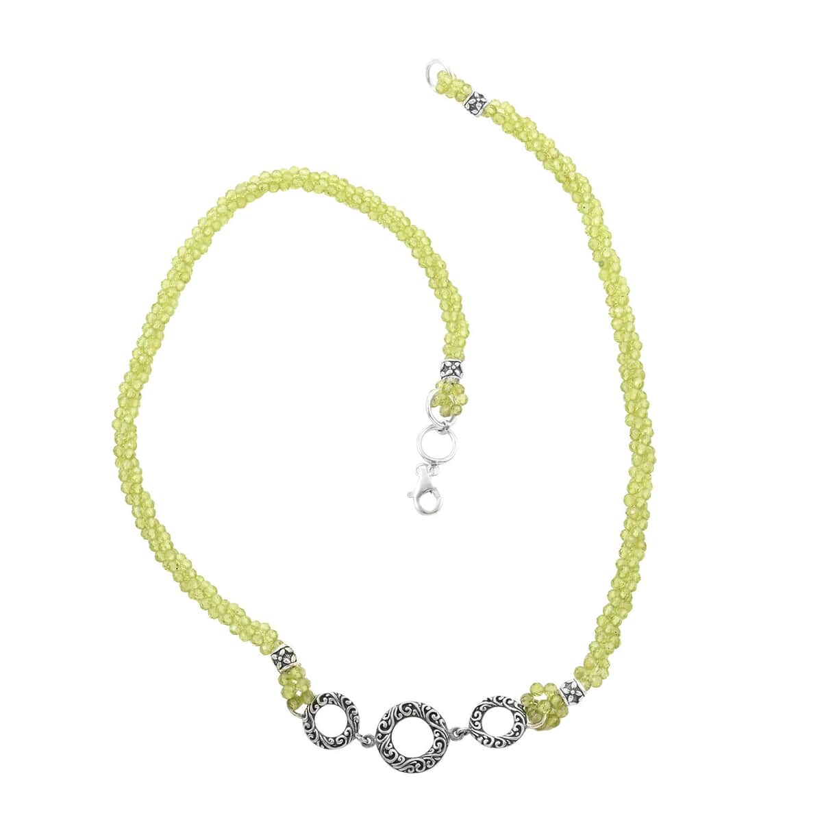 Bali Legacy Peridot Beaded 3 Row Necklace 22 Inches in Sterling Silver 120.00 ctw image number 0
